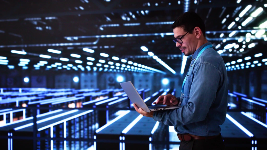 Engineer managing data center